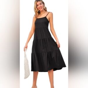 Grace Karin Women long Maxi Dress Casual Spaghetti Strap Tiered Summer Beach Sun